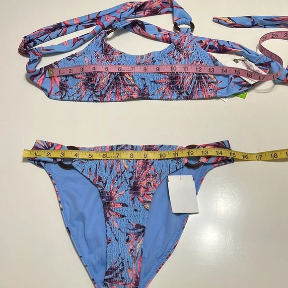 NWT Jessica Simpson Windy Palms Multi Lilac Bikini Top and Bottom M/L - Picture 9 of 11